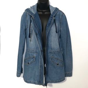 SOLD Denim Utility Blue Jean Jacket Hooded Coat XS/Small